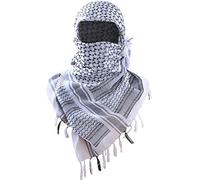 Luxns Bufanda táctica militar Shemagh del desierto / 100% algodón Keffiyeh bufanda Wrap para hombres y mujeres, blanco, Talla única