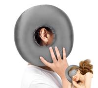 LuxoCare Almohada perforadora de oreja con forma de dona, almohadas perforadoras para personas que duermen de lado, juego de almohadas de satén sedoso y máscara de ojos, almohada en forma de O con