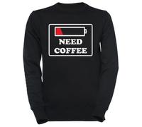 Luxogo Necesito café Baja Energía Suéter Negro Unisex para Hombres y Mujeres Unisex Black Jumper Men's Women's