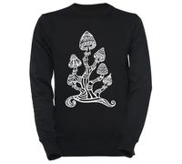 Luxogo Setas Mágicas, Plantas de los Dioses, Psicodélico, Trance Goa Psy Suéter Negro Unisex para Hombres y Mujeres Unisex Black Jumper Men's Women's