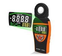 Luxómetro Portátil, Fotómetro digital profesional, rango de 0,1 a 400.000 Lux/40.000 FC, cabezal de sensor giratorio de 270°, pantalla retroiluminada de dos colores.,Precisión Reacciones Rápidas