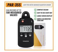 Luxómetro Portátil, Sensor digital cuántico de espectro completo for acuario de arrecife, resistente al agua IP68, medidor PAR, probador PPFD,Precisión Reacciones Rápidas(PAR-355)