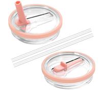 Luxoraiova 2 Tapa de Repuesto de Vasos para Stanley, Tapas Stanley Cup Reutilizables de 40 oz, con 2 Pajita de Plastico, A Prueba De Fugas Y A Prueba De Polvo(Rosa)