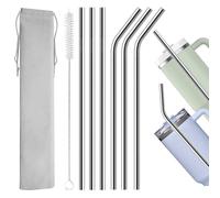 Luxoraiova 6 pajitas reutilizables de acero inoxidable de 31 cm para Stanley Cup 304 oz - Pajitas de metal 304 de calidad alimentaria con 1 cepillo de limpieza, apto para lavavajillas y respetuoso con