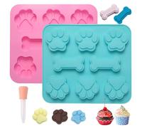 Luxoraiova Juego de 2 alfombrillas para hornear galletas para perros, juego de moldes de silicona para galletas para perros, reutilizables para chocolate, dulces, gelatina, cubitos de hielo, perros