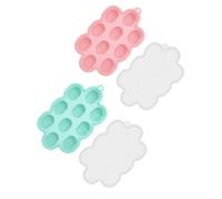 Luxorium Lote de 2 Cubiteras para Hielo de Silicona con Tapa Rosa y Verde Menta Molde para Hielo, Purés, Papillas, Porridge y Congelador