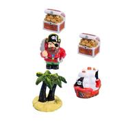 Luxshiny 1 Juego Decoración de Casa de Muñecas con Miniaturas de Pirata Barco Pirata Cofre y Palma para un Paisaje Accesorios de Resina para DIY