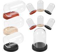 Luxshiny 10juegos Mini Cúpulas de Vidrio Transparentes con Base de Madera Resistentes y Decorativas para Plantas Preservadas Velas y Modelos Miniatura Vitrinas Expositoras para Colecciones