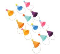 Luxshiny 12 Mini Sombreros de Cumpleaños para Mascotas en Forma de Cono Tela No Tejida y Cuerda para Perros, Gatos, Conejos y Peluches, Decoración Ligera para Fiestas