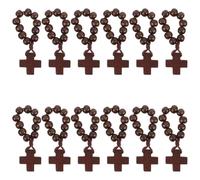 Luxshiny 12 Piezas Anillo Rosario de Madera con Cruz Ligera y Resistente al Desgaste para Ocasiones Obsequios y Recuerdos de Bautizo Elegantes y Espirituales