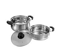 Luxshiny 1juego Olla Vaporera De Acero Inoxidable Doble Asa Cacerola Para Cocinar y Cocer Al Vapor Para Verduras Pescado y Dumplings Uso Versátil y Reutilizable