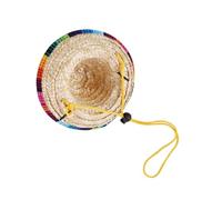 Luxshiny 1pieza Sombrero de Paja Trenzado Transpirable para Mascotas Ajustable con Cuerda para Protección Solar Verano Estilo México S Beige