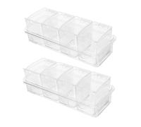 Luxshiny 2 Juegos Transparent Spice Container Box With Lids And Spoons Compact Kitchen Seasoning Storage For Salt Pepper Sugar Condiment Organizer For Home And Outdoor Cooking