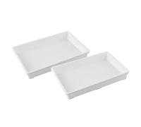 Luxshiny 2 Piezas Platillo Rectangular para Plantas y Bonsái de PE Blanco | Recoge Exceso de Agua y Evita Fugas, Uso en Jardinería, para Macetas, Formato Rectangular