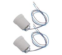 Luxshiny 2 Piezas Portalámparas Cerámico E27 con Cable, Resistente a Altas Temperaturas, con Metal Niquelado, Forma de Bocina para Cocinas y Talleres, Instalación Rápida