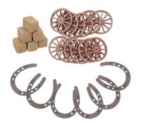 Luxshiny 24 Piezas Decoración para Fiesta Estilo Vaquero Rueda de Madera y Hierro Reutilizable y Portátil para Proyectos de Manualidades y Eventos al Aire Libre