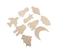 Luxshiny 27 Astillas de Madera sin Terminar Temática Espacial para Manualidades Diy, Color Beige, 9 Diseños Diferentes para Pintar y Decorar Creativamente