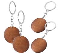 Luxshiny 4 Llaveros de Madera Marrón Redondos para Manualidades DIY Superficie Lisa, Colgantes para Hacer Llaveros en Aulas y Etiquetas de Navidad