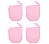 Luxshiny 4 Piezas Guantes de Limpieza Facial Rosa Reutilizables y Lavables de Fibra, Diseño Simple para Desmaquillar y Eliminar Maquillaje en Viajes