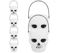Luxshiny 6 Piezas Cubo Diseño Creativo para Dulces de Halloween de Plástico Blanco Asa y Fácil de Almacenar para Fiestas y Decoraciones Temáticas