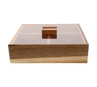Luxshiny Bandeja de Bambú con Bordes Redondeados con 4 Compartimentos Resistente Humedad, Diseño Refinado para Secos y Caramelos para Oficinas y Ocasiones Obsequios Reutilizable