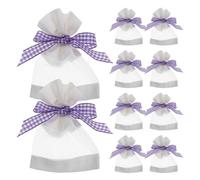 Luxshiny Bolsitas de Lavanda Vacías de Organza y Arpillera 9X12 CM, Pack 20 Unidades para Ambientadores de Armario y Absorbe Olores, Color Púrpura a Cuadros