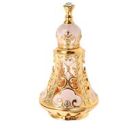 Luxshiny Botella de de vidrio con diseño de Medio Oriente, envase metálico lavable para líquidos y fragancias en viaje