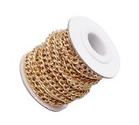 Luxshiny Cadena de Aluminio Dorada para Manualidades Superficie Lisa y Bien Pulida, Accesorio Adecuado para Hacer Pulseras, Collares y Decorar Prendas de Vestir