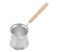 Luxshiny Cafetera Turca y Calentador de Leche con Mango de Madera de Cobre de 350ml Diseño Elegante y Calentamiento Uniforme para Café Árabe para Cocina y Oficina