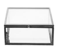 Luxshiny Caja De Almacenaje Para Joyas De Vidrio Transparente Con Marco De AleacióN Negra Organizadora Con Tapa Para Anillos Pendientes Y CosméTicos Ideal Para Uso En Hogar Y ExhibicióN