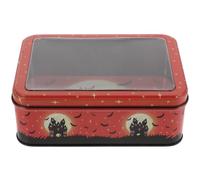 Luxshiny Caja de Golosinas de Halloween de Hierro Naranja con Tapa, Contenedor Visible para Almacenamiento en Casa, Adecuado para Dulces, Galletas y Chocolates