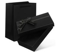 Luxshiny Caja de Obsequio Negra Larga con Lazo para Regalos Cumpleaños Caja de Obsequio Grande para Sorpresa de Fiesta
