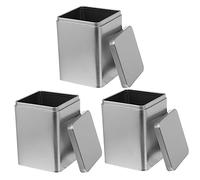 Luxshiny Caja Metálica Para Té 3 Piezas 80 Mm Alta Tapa Interior Mate Plateado, Contenedor Multiusos Para Almacenamiento y Obsequio Hogar y Tienda