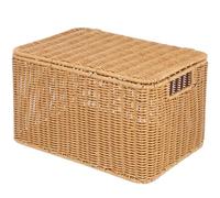 Luxshiny Canasta De Almacenaje Tejida Con Tapa Y Marco De Hierro Cesta Mimbre Pequeña Para Juguetes Ropa Y OrganizacióN Del Hogar Con Asas Reforzadas 12.6X9X7.9 Pulgadas