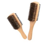 Luxshiny Cepillo de Cerdas de Jabalí para Hombres Doble Cara, para Alisar y Peinar Barba y Cabello, Madera de Caucho, Pack de 2 Unidades para Cuidado Diario