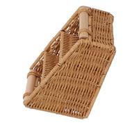 Luxshiny Cesta de Almacenamiento Rectangular Diseño Elegante y Moderno con Separadores y Asa , Organizador Portátil de Pp y Madera para Cocina y Escritorio