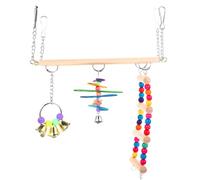 Luxshiny Columpio de Madera Natural para Pájaros Pequeño, Resistente a Mordeduras, Juguete Colgante para Jaulas, Percha Estable para Loros y Periquitos, Accesorio para Color Aleatorio