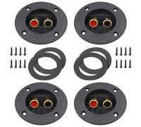 Luxshiny Conector de Altavoz de Resorte Cargado de 3,1 Pulgadas, Terminal de Caja de Subwoofer Redondo, Kit de 4 Piezas Negro Tornillos para Conexión de Audio en Hogar