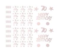 Luxshiny Confeti para Mesa de Feliz Cumpleaños 45 G, Lentejuelas de Estrellas y Círculos en Rosa Dorado, Decoración para Fiesta Número 70, Suministros Creativos para Decoración