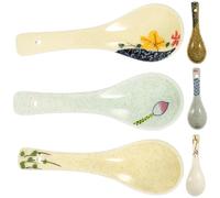Luxshiny Cucharas de Cerámica Estilo Japonés 6 Unidades Ligeras y Resistentes para Sopa y Gachas, Diseño Único Adecuado para Cocina y Comedor Varios estilos