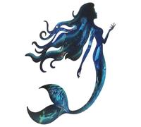 Luxshiny Decoración de Pared de Sirena de Metal Resistente para Jardín y Patio, Diseño Artístico para Uso Interior y Exterior, Decoración Temática de Sirenas para Piscina y Playa, 1 Pieza