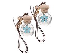 Luxshiny Difusor de Ambientador para Coche 2 Botellas de Perfume Colgantes de Cristal y Madera, Capacidad 6ml, Diseño Versátil y Recargable para Aroma Básico