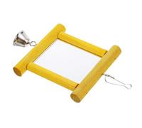 Luxshiny Espejo para Jaula de Pájaros de Madera con Campana Juguete Colgante para Periquitos Cacatúas y Agapornis Accesorio Resistente y Seguro para Mascotas