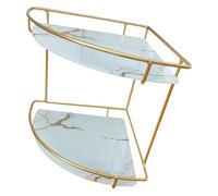 Luxshiny Estante Triangular de Almacenamiento para Baño en Esquina Dos Niveles, Material de Hierro y Vidrio Dorado, Fuerte Capacidad de Carga y Resistente a Deformaciones