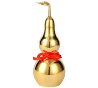 Luxshiny Estatua de Calabaza de Latón Pulido 5 Pulgadas Hojas, Decoración Artesanal China de Calabaza de Cobre Auspiciosa para Hogar y Oficina, Adorno Coleccionable de Suerte y Prosperidad