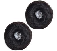Luxshiny Extensiones de Moño Postizo Negro de Seda Alta Temperatura, 2 Piezas, Soporte para Moños Elegante y Creativo para Organizar y Sujetar el Cabello