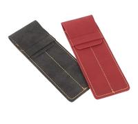 Luxshiny Funda para Bolígrafos 2 Piezas de Cuero PU Antidesgaste Tamaño Compacto Colores Negro y Burdeos Estuche Protector para Bolígrafos y Plumas en Oficina y Viaje