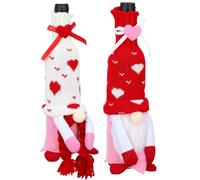 Luxshiny Fundas para Botellas de Vino Tinto San Valentín 2 Piezas, Adornos Prácticos para Botellas Diseño Muñecos Rudolph Masculino y Femenino, Decoración de Escritorio y