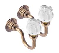 Luxshiny Ganchos para Cortinas Estilo Europeo Retro Marrón en Aleación de Aluminio Cabeza de Cristal Soporte para Cortinas y Ropa Paquete en Dormitorio Matrimonial