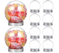 Luxshiny Globos de Nieve de Plástico Transparentes Rellenable 150 Ml Tapa de Aluminio 10 Unidades para Bricolaje y Decoración Navideña Hogar Fiestas